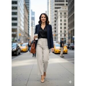 Gentle Fawn NWT Linen Blend Dress Pants. Size L.wide Leg Elastic Waist Back...